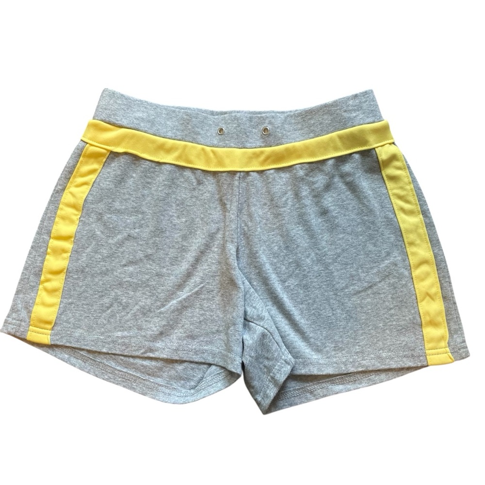 Vintage Gray & Yellow High Rise Pull On Stretchy Track Short Shorts